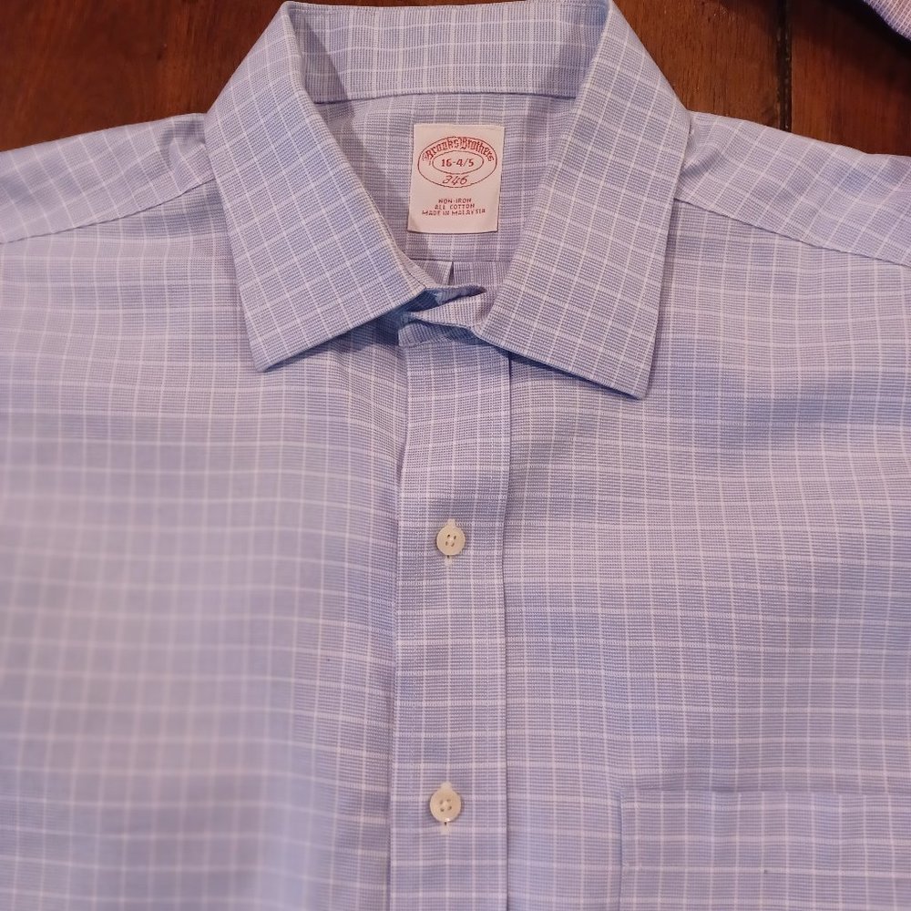 Brooks Brothers Blue/White Plaid Dress Shirt.  Size 16-4/5